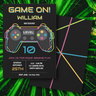 Tonåring Gaming Spelare Videospel Spelare Neon Föd Inbjudningar