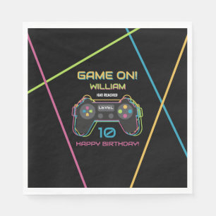 Tonåring Gaming Spelare Videospel Spelare Neon Föd Pappersservett