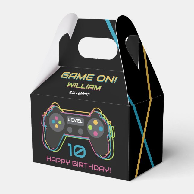 Tonåring Gaming Spelare Videospel Spelare Neon Föd Presentaskar (Framsidan Sidan)