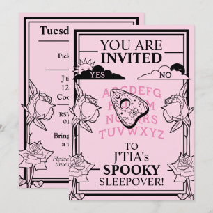 Tonåring Girl Gothic Pastel Rosa Spooky Sleepover Inbjudningar