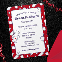 Tonåring Girl Red Menstrual Pad First Period Party
