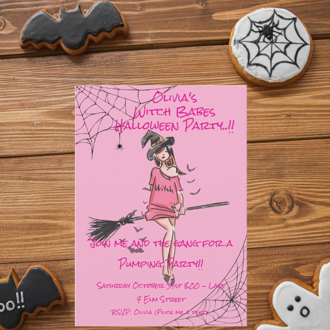 Tonåring Girl Witch Babes Halloween fest Inbjudningar (Witch Babes Halloween Party Invite)