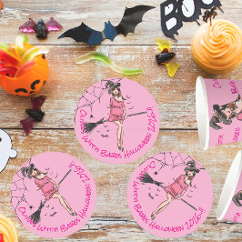 Tonåring Girl Witch Babes Halloween fest Underlägg Papper Rund