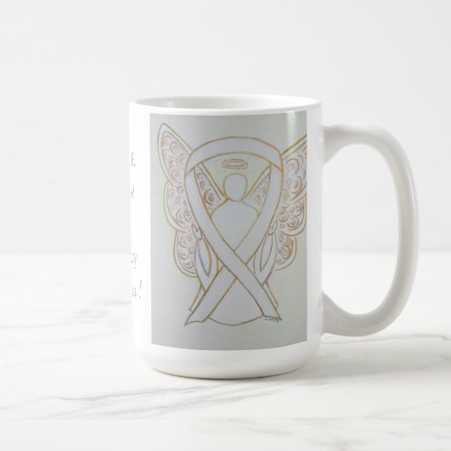 Tonåring Gravid Awareness White Ribbon Angel Mugg (Höger)