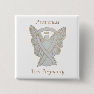 Tonåring Gravid Awareness White Ribbon Angel Pin Knapp