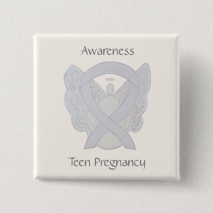 Tonåring Gravid Awareness White Ribbon Angel Pin Knapp