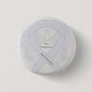 Tonåring Gravid Awareness White Ribbon Angel Pin Knapp