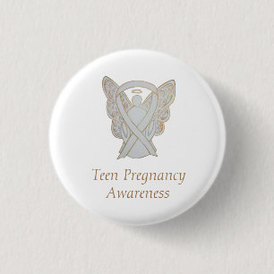 Tonåring Gravid Awareness White Ribbon Angel Pin Knapp