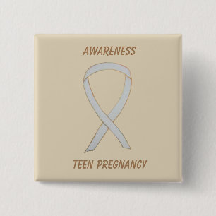 Tonåring Gravid Awareness White Ribbon Anpassnings Knapp