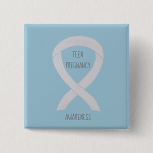 Tonåring Gravid Awareness White Ribbon Anpassnings Knapp