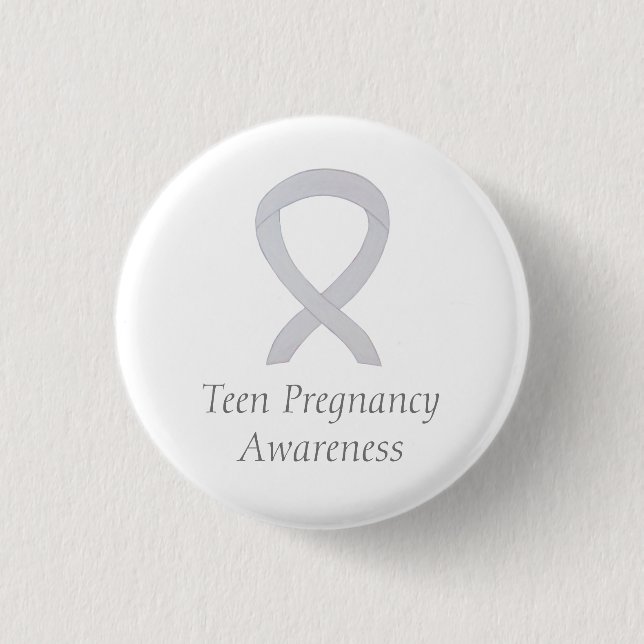 Tonåring Gravid Awareness White Ribbon Anpassnings Knapp (Framsida)