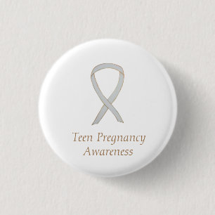 Tonåring Gravid Awareness White Ribbon Anpassnings Knapp