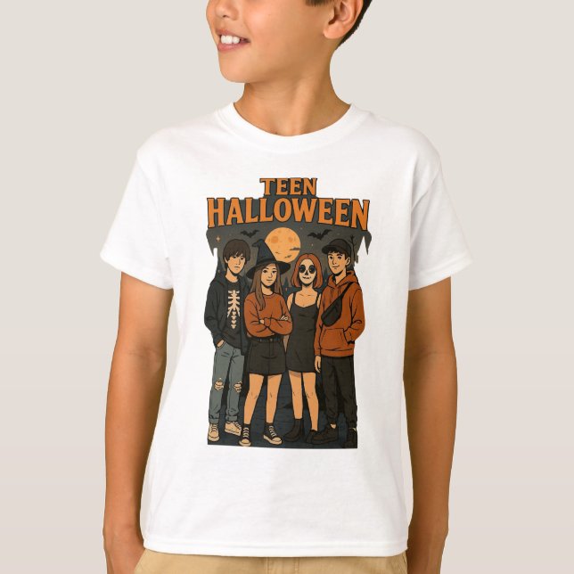 Tonåring Halloween Night Kids Basic T-Shirt (Framsida)