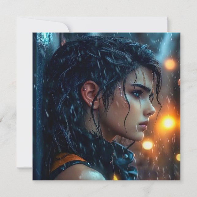 Tonåring i regnet julkort (Framsida)