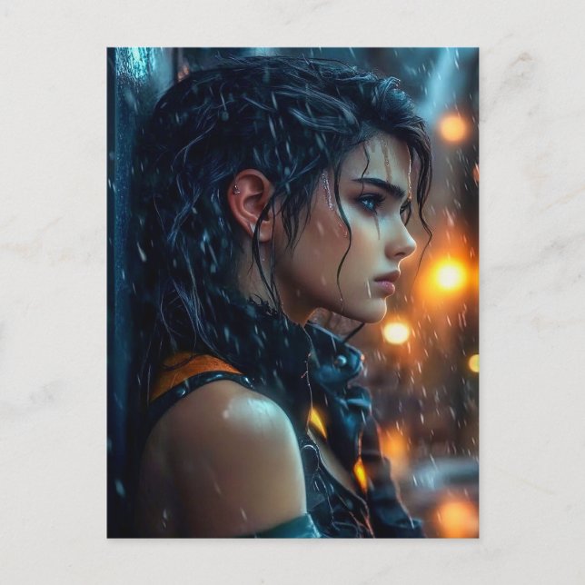 Tonåring i regnet vykort (Framsida)