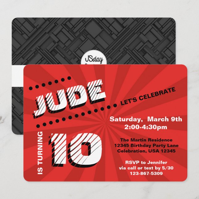 Tonåring/interpolera Graffiti Wall Birthday Boy Pa Inbjudningar (Fram/baksida)