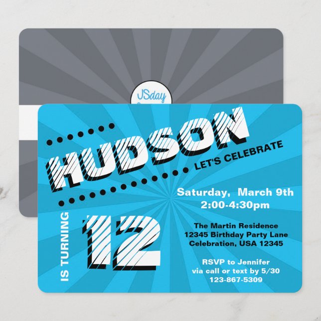 Tonåring/interpolera Graffiti Wall Birthday Boy Pa Inbjudningar (Fram/baksida)