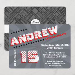 Tonåring/interpolera Graffiti Wall Birthday Boy Pa Inbjudningar