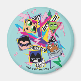 Tonåring jättar går! Collage för Retro Magnet