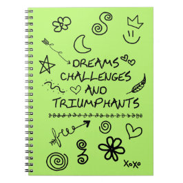 Tonåring Journal med Doodles Anteckningsbok Med Spiral