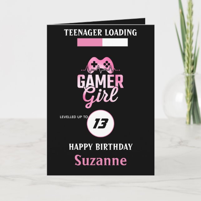 Tonåring Loading Gamer Girl har kommit upp Kort (Framsida)