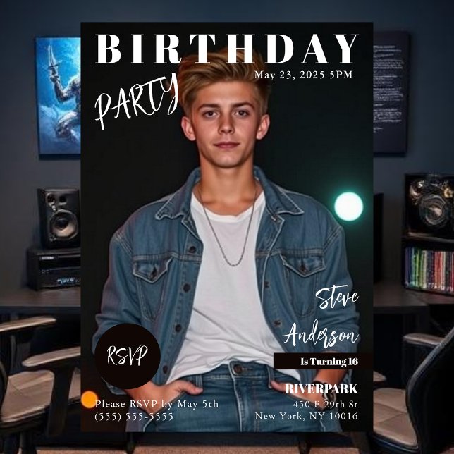 Tonåring magasinomslag på födelsedagen inbjudningar (Teen Magazine Cover Birthday Invitation)