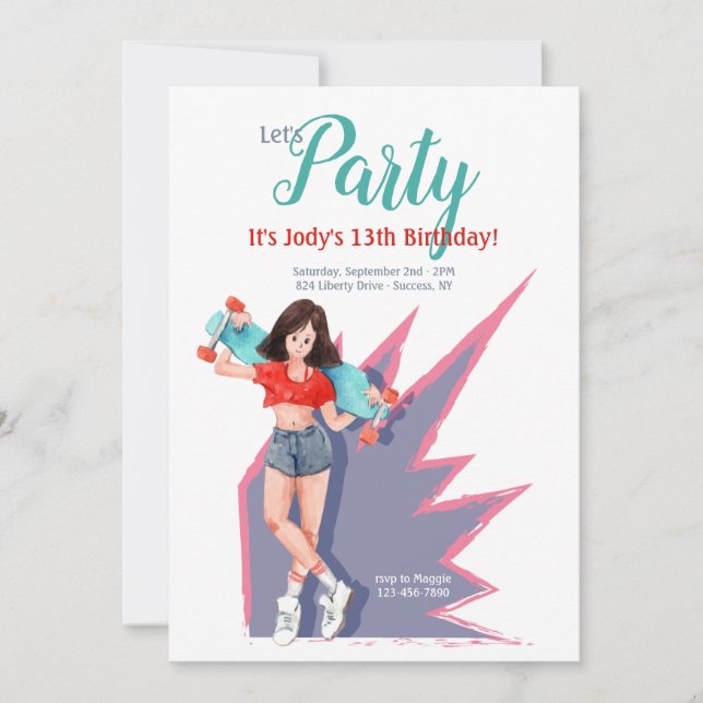 Tonåring med skateboard inbjudningar (Framsida)