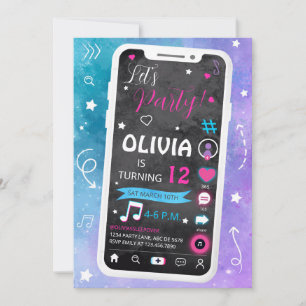 Tonåring Music Star Birthday Inbjudningar