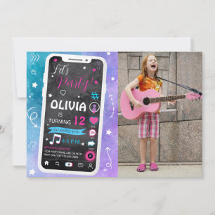 Tonåring Music Star Birthday Photo Inbjudningar