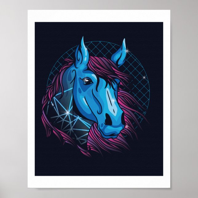 Tonåring NEON Horse Girls Kärlek Horses Trendig Co Poster (Framsidan)