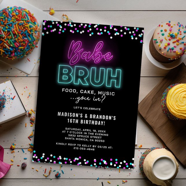 Tonåring Neon Led Födelsedagsfest Inbjudningar (Skapare uppladdad)