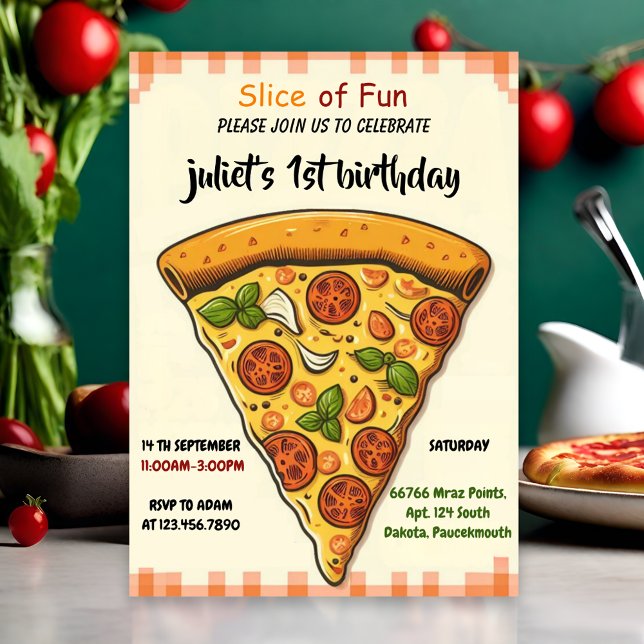 tonåring pizza första födelsedag inbjudningar (Skapare uppladdad)
