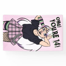 Tonåring Rosa Tecknad Punk 14:e födelsedagen