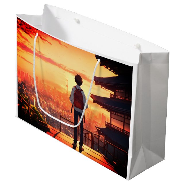 tonåring skolpojke som upptäcker presentväska (Framsidan Vinklad)