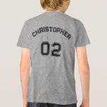 Tonåring Småbarn Girl Boy Namn Jersey Number Sport T Shirt<br><div class="desc">Skapa din egen anpassningsbar, personlig, coola, unisex-storlek, modern, snyggt svart typografi/typsnitt/skript, namn---nummer klassbart lätt grått, förkrympt 100 % ComfortSoft® mjuk bomull t-shirt-shirt-shirt. Skriv bara in ditt namn / ungar namn / namn och ett jarötnummer för spelare för att anpassa. (Du kan också skriva in i skola/team/klubb namn på framsidan tillsammans...</div>