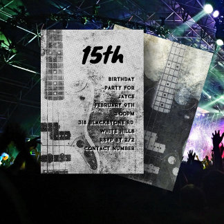 Tonåring Son Birthday Grunge Guitar Inbjudningar