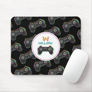 Tonåring Spelande Spelare Videospel Barn Monogram Musmatta