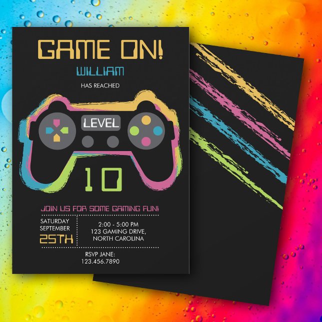Tonåring Spelande Spelare Videospel Spelare Födels Inbjudningar (Teen Gaming Gamer Video Game Player Birthday Invitation)