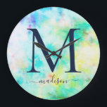 Tonåring Tie-Dye Monogram Namn Stor Klocka<br><div class="desc">Colorful tie-dye monogram och namn klocka för din tonåring flickas sovrum. En färgad personlig som hon kommer att göra i kärlek.</div>