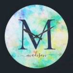 Tonåring Tie-Dye Monogram Namn Stor Klocka<br><div class="desc">Colorful tie-dye monogram och namn klocka för din tonåring flickas sovrum. En färgad personlig som hon kommer att göra i kärlek.</div>