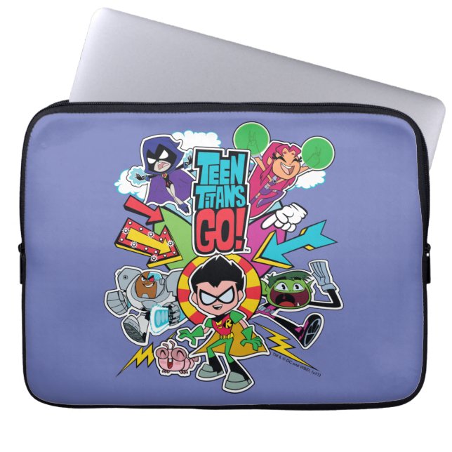 Tonåring Titans Go! | Bild för grupppil Laptop Sleeve (Framsidan)