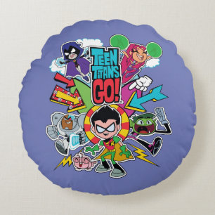 Tonåring Titans Go! Bild för grupppil Rund Kudde