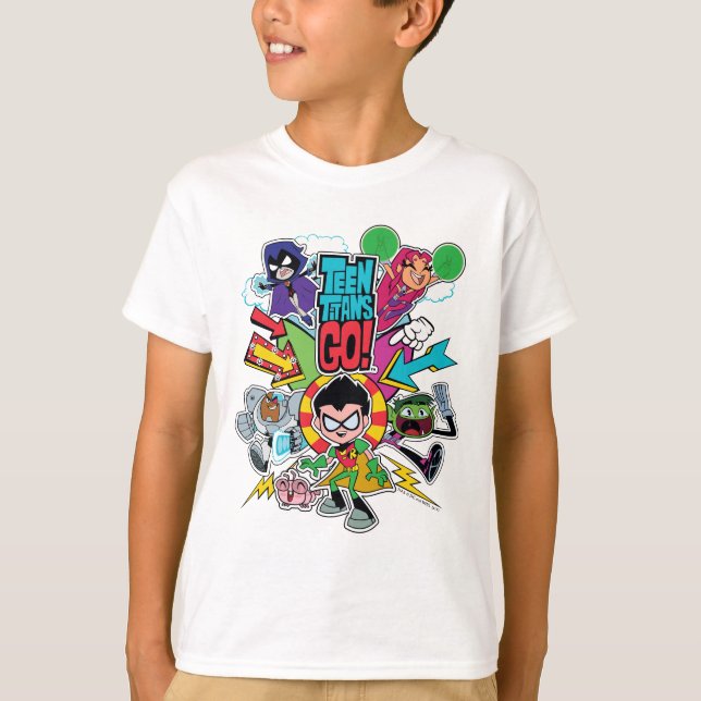 Tonåring Titans Go! | Bild för grupppil T Shirt (Framsida)