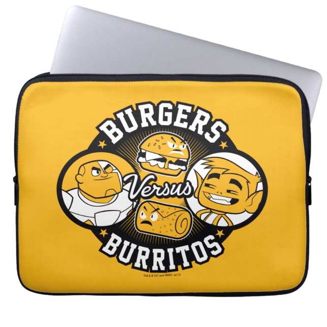 Tonåring Titans Go! | Burgers mot Burritos Laptop Fodral (Framsidan)