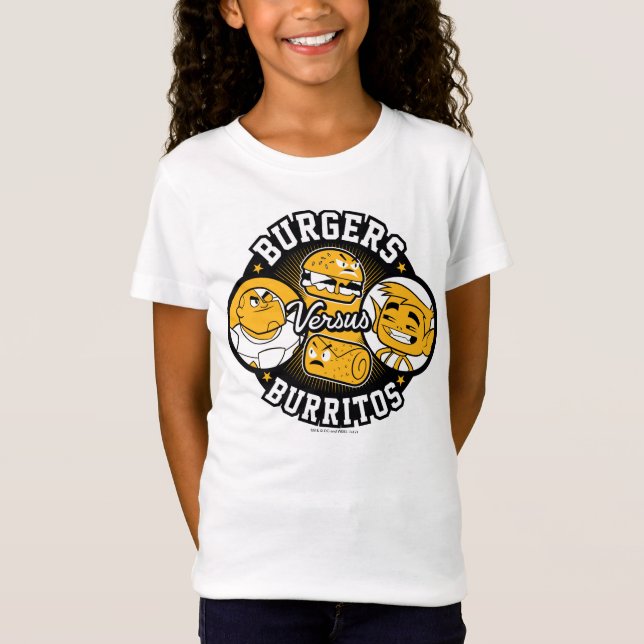 Tonåring Titans Go! | Burgers mot Burritos T Shirt (Framsida)