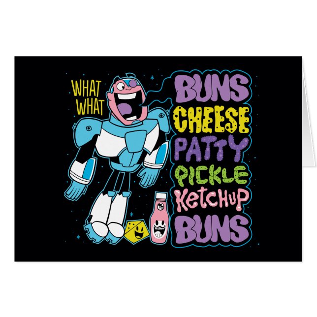 Tonåring Titans Go! | Cyborg Burger Rap Hälsningskort (Framsidan Horizontal)