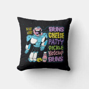 Tonåring Titans Go! Cyborg Burger Rap Kudde