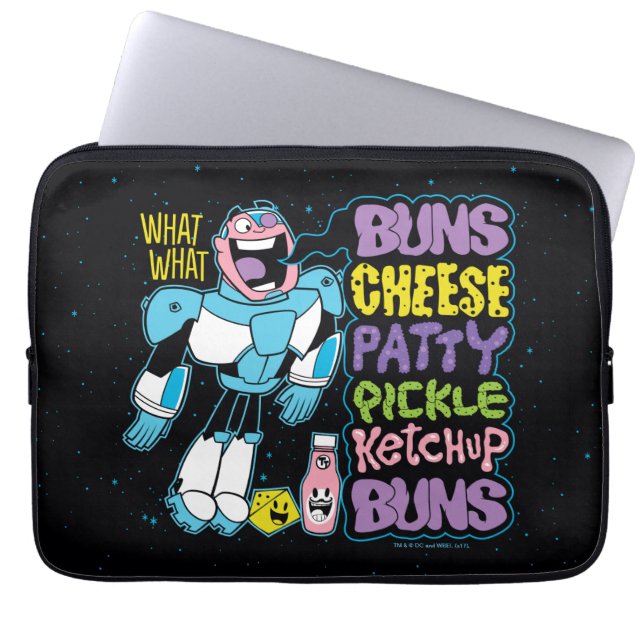 Tonåring Titans Go! | Cyborg Burger Rap Laptop Sleeve (Framsidan)