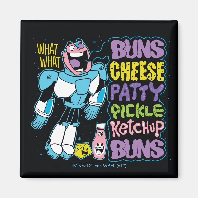 Tonåring Titans Go! | Cyborg Burger Rap Magnet (Framsidan)