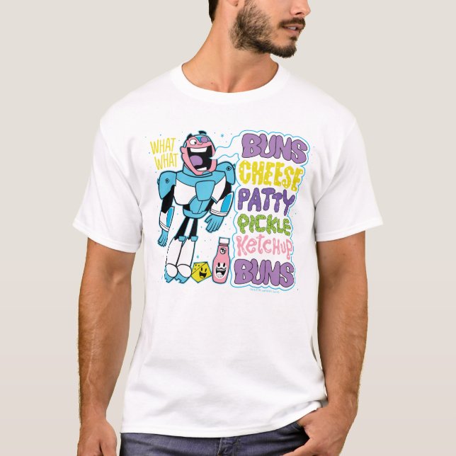 Tonåring Titans Go! | Cyborg Burger Rap T-shirt (Framsida)
